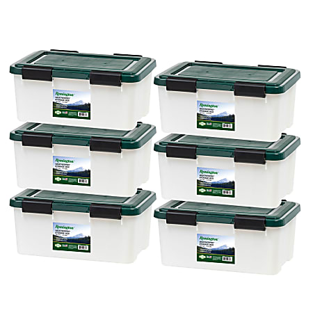 IRIS Remington&reg; Plastic Storage Bins with Sealed Lids, 19-Quart, Clear, Total Qty 6