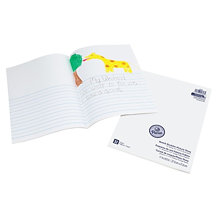 Pacon Picture Story Beginner Sketch Booklet - Letter - 16 Sheets - Stapled - 0.88" , 5.13" Ruled - 8 1/2" x 11" - Bright White Paper - White Cover - 48 / Carton