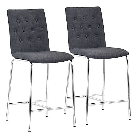 Zuo Modern® Uppsala Counter Chairs, Graphite/Chrome, Set Of 2 Chairs