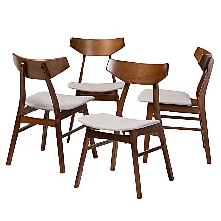 Baxton Studio Danica Dining Chairs, Light Gray/Walnut Brown, Set Of 4 Chairs