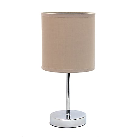 Simple Designs Mini Basic Table Lamp, 11"H, Gray Shade/Chrome Base