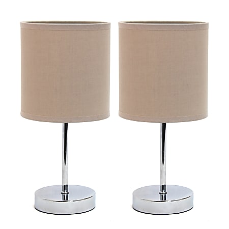 Simple Designs Mini Basic Table Lamps, 11"H, Gray