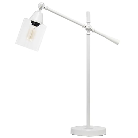Lalia Home Vertically Adjustable Desk Lamp, 28"H, Clear Shade/White Base