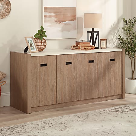 Sauder Dixon City 66 W Computer Desk Credenza With Filing Brushed
