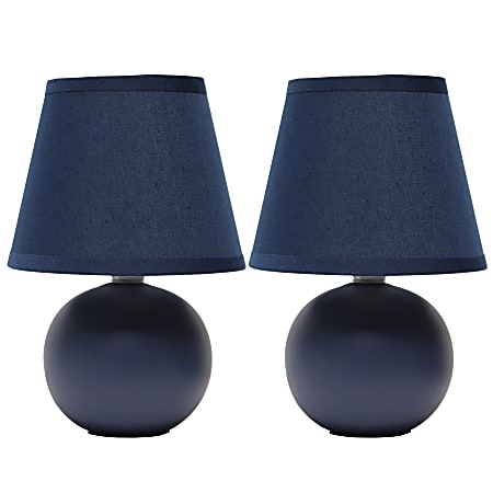 Simple Designs Mini Ceramic Globe Table Lamps 8 11 16 H Blue Set Of 2 Lamps