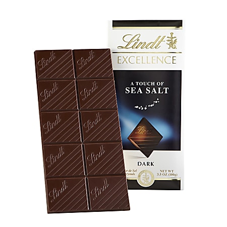 Lindt Excellence Touch Of Sea Salt Chocolate Bars, 3.5 Oz, Pack Of 12 Bars