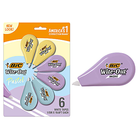 BIC Wite-Out Brand Mini Correction Tape, 19.6', Pack Of 6