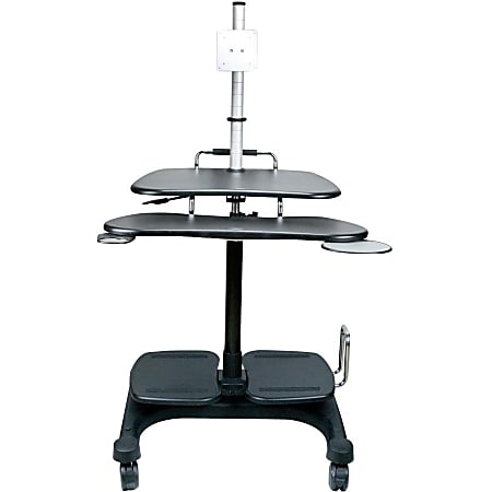 Aidata Sit and Stand Mobile LCD Workstation with Monitor Mount, 53"H x 25"W, Black, ABS Plastic