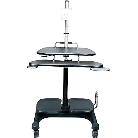 Aidata Sit and Stand Mobile LCD Workstation with Monitor Mount - 53" Height x 25" Width - Black - ABS Plastic