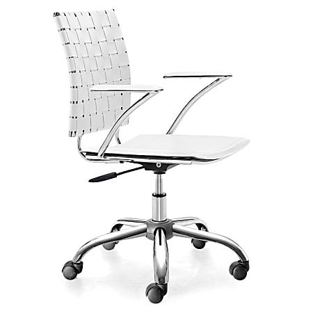 Zuo® Modern Criss Cross Executive Chair, White/Silver