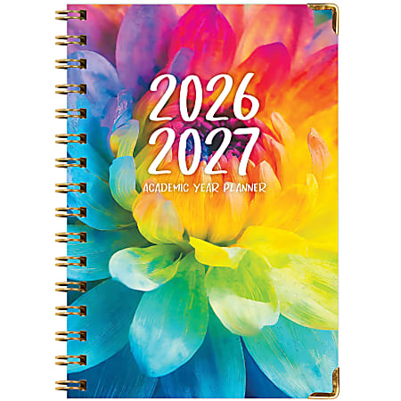 2026-2027 Excello Brands 14-Month Academic Year Hardcover Weekly/Monthly Fashion Planner, 5-1/2" x 8", Rainbow Petals, May To June, Total Qty 1