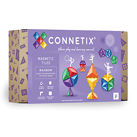 Connetix Magnetic Tiles Rainbow Shape Expansion Pack, 36 Pieces
