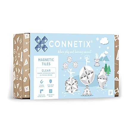Connetix Magnetic Tiles Clear Shape Expansion Pack, 24 Pieces