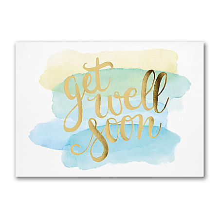 Custom Get Well Greeting Cards With Blank Foil Lined Envelopes 7 78 x 5 58  Watercolor Well Wishes Box Of 25 Cards - Office Depot