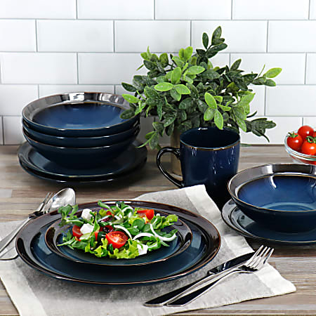 Gibson Elite Blue Dinnerware Set Stoneware Dinnerware Set Gibson