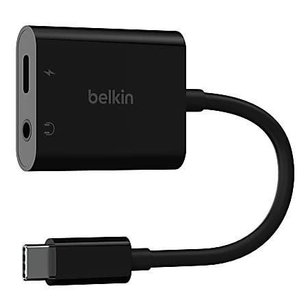 Belkin RockStar&trade; 3.5mm Audio with USB-C Charge Adaptor, 60W, Black