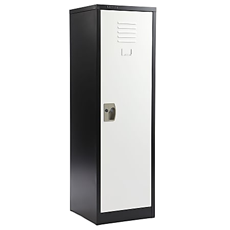 Alpine 1-Tier Steel Lockers, 48”H x 15”W x 15”D, Black/White, Set Of 2 Lockers