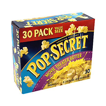 Pop Secret Premium Popcorn, Movie Theater Butter, 3 Oz, Pack Of 30