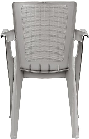 Inval Stackable Patio Dining Chairs, Plastic, Taupe, Pack Of 4 Chairs