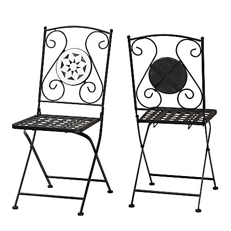 Baxton Studio Julius Modern And Contemporary Dining Chairs, White/Black, Set Of 2 Chairs