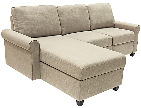 Serta® Copenhagen Reclining Sectional With Storage Chaise, Left, Beige/Espresso