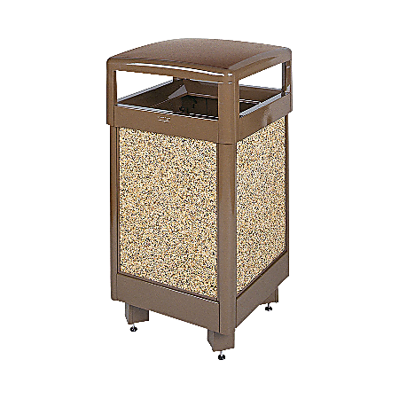 United Receptacle 30% Recycled Hinged-Top Can, 29 Gallons, 40" x 21" x 21", Brown