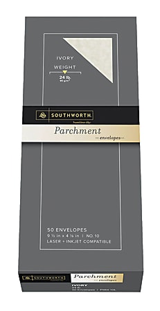 Southworth® Fine Parchment Envelopes, #10 (4 1/8" x 9 1/2"), Ivory, Pack Of 50