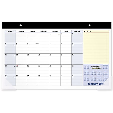 AT-A-GLANCE® QuickNotes® 2026 Monthly Desk Pad Calendar, Compact, 18" x 11"