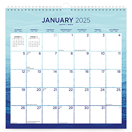 2025 BrownTrout Seaside Currents Monthly Square Wire-O Calendar, 12" x 12", Home and Garden, January to December 2025, 9781975478506