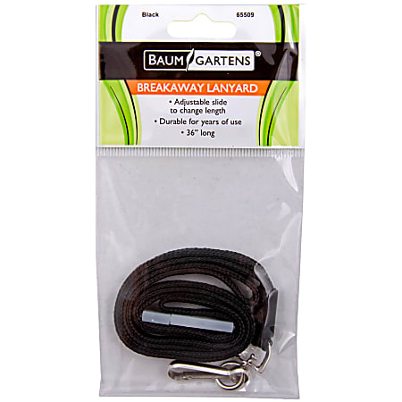 【送料無料ライン/39ショップ】 Baumgartens Breakaway Depot Office - Black 36 Lanyard 事務用品