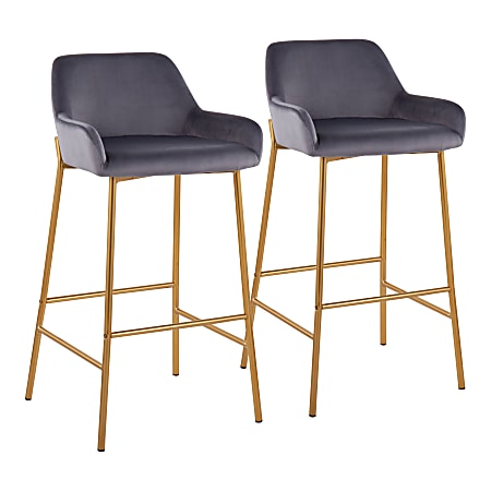 LumiSource Daniella Counter Stools, Gold/Silver, Set Of 2 Stools