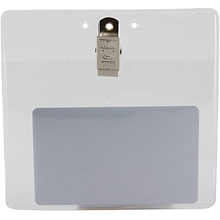 Baumgartens® Badge Holders With Clips, 3" x 4", Clear