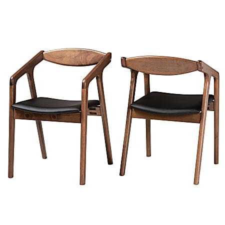 Baxton Studio Harland Dining Chairs, Black/Walnut Brown, Set