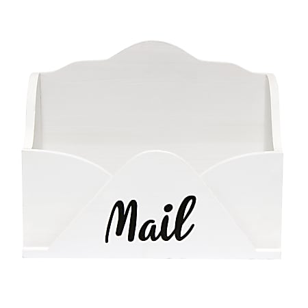Elegant Designs Homewood Wooden Decorative Envelope-Shaped Desktop Letter Holder, 7-7/8”H x 9-7/8”W x 4-3/4”D, White