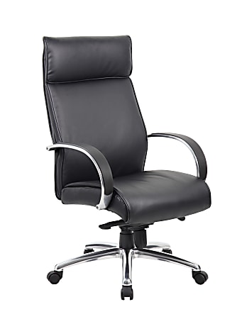 Boss Contemporary CaressoftPlus™ High-Back Chair, With Knee Tilt, Black/Aluminum