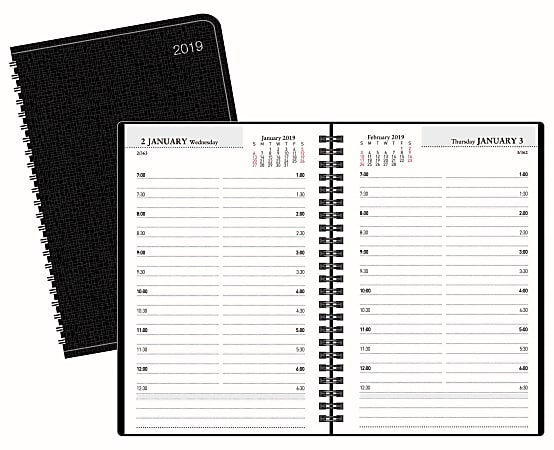 Office Depot® Brand Daily Planner, 4" x 6", Black, January 2019 to December 2019
