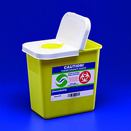 ChemoSafety™ Container With Hinged Lid, 2 Gallon Capacity, 10 1/2"W x 10"H x 7 1/4"D, Yellow/White, Case Of 20
