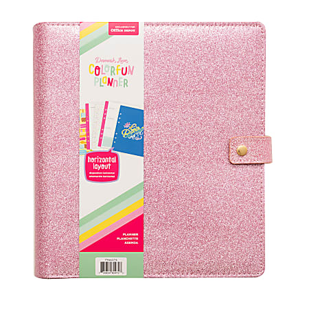 American Crafts Damask Love Colorfun Planner, 8-1/2" x 9-1/2", Pink Glitter, 356266