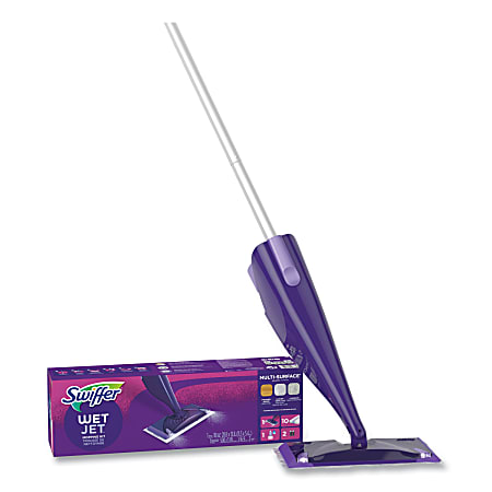 Swiffer® WetJet® WetJet Mop Starter Kit with 10 Pads and 1 Cleaner, 11.3 x 5.4 Head, Silver Handle