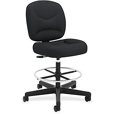 HON® ValuTask Low-Back Task Stool, Black Seat/Black/Chrome Frame, Quantity: 1