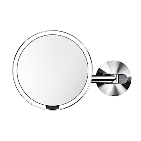 simplehuman Wall Mount Sensor Mirror, 9-1/8”H x 13-13/16”W x 3-1/8”D, Polished Silver, Wall Mount