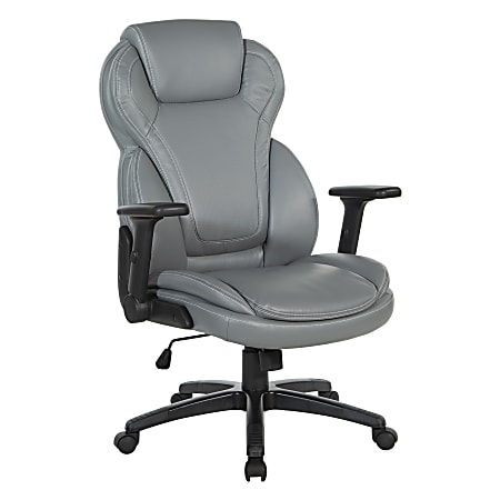 Office Star™ Ergonomic Leather High-Back Executive Office Chair, Gray