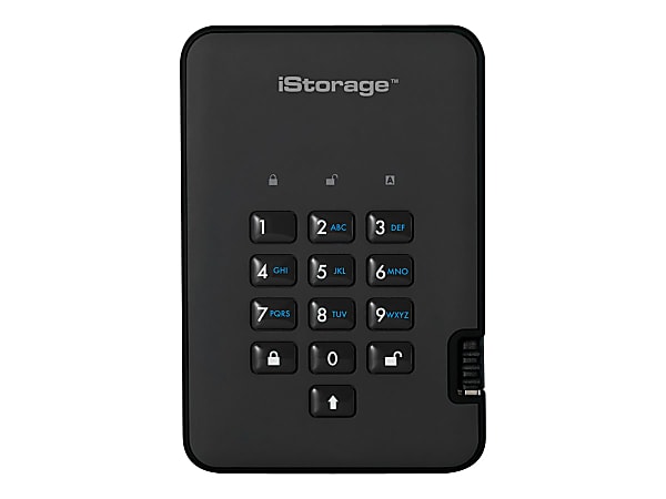 iStorage diskAshur² - Solid state drive - encrypted - 256 GB - external (portable) - USB 3.1 - FIPS 197, 256-bit AES-XTS - phantom black - TAA Compliant
