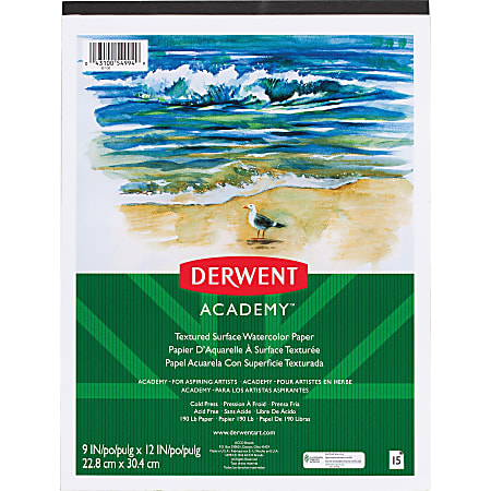 Mead Textured Surface Watercolor Paper - 15 Sheets - Tape Bound - 9" x 12" - Multicolor Paper - 1 Each
