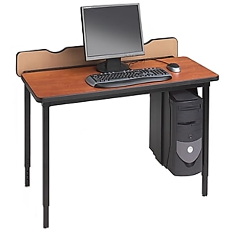 Bretford Basic Quattro Voltea Flip Top Computer Table, Mist Gray/Cardinal