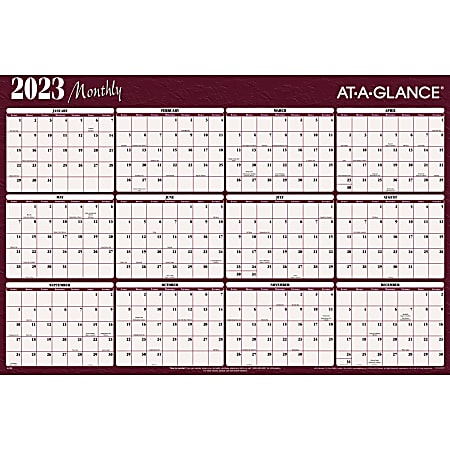 AT-A-GLANCE 2023 RY Horizontal Erasable Yearly Wall Calendar, Reversible, Red, Extra Large, 48" x 32"
