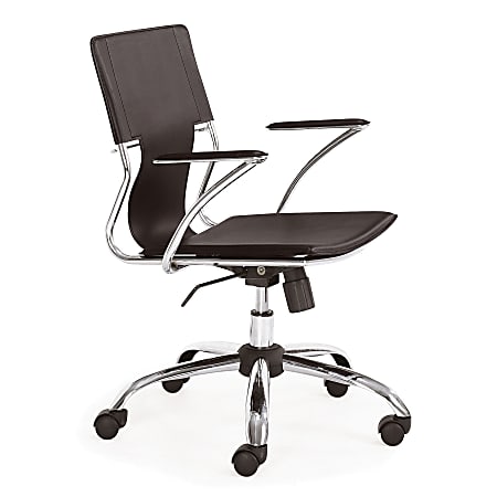 Zuo Modern Trafico Bonded Faux Leather Executive Chair, Espresso/Chrome