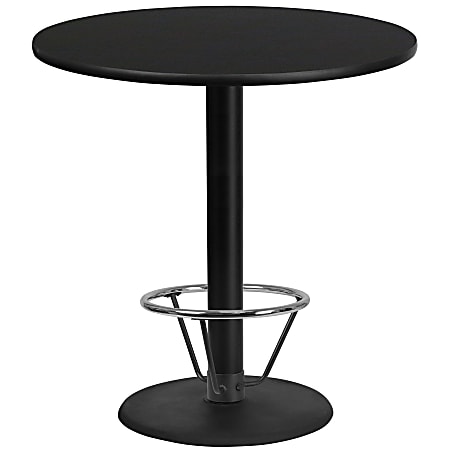 Flash Furniture Round Laminate Table Top With Round Bar Height Table Base And Foot Ring, 43-3/16”H x 42”W x 42”D, Black