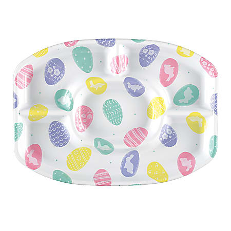 Amscan Plastic Easter Sectional Platters, 16-1/4” x 13-1/4”, Pretty Pastels, Set Of 5 Platters