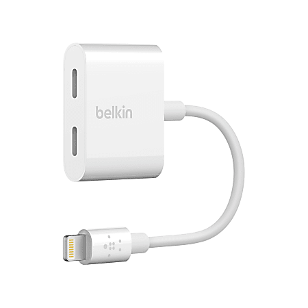 Belkin Rockstar Audio + Charge - Lightning Cable & iPhone Charger Adapter, 12W, White